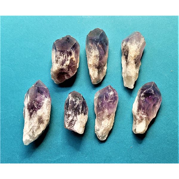 12)  LOT OF 7 NATURAL AMETHYST GEMSTONE