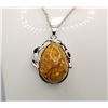 Image 1 : 11)  SILVER TONE LAB CREATED HONEY AMBER