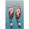 Image 1 : 6)  LONG OVAL DROP EARRINGS WITH PEARL AND