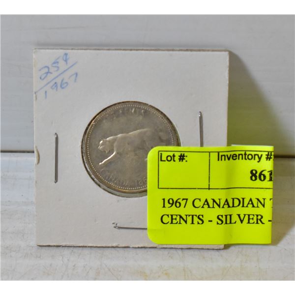 1967 CANADIAN TWENTY FIVE CENTS - SILVER -