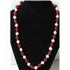 Image 1 : #29-FRESH WATER PEARL & RED JADE NECKLACE