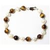 #28-NATURAL TIGER EYE & FRESH WATER PEARL BRACELET