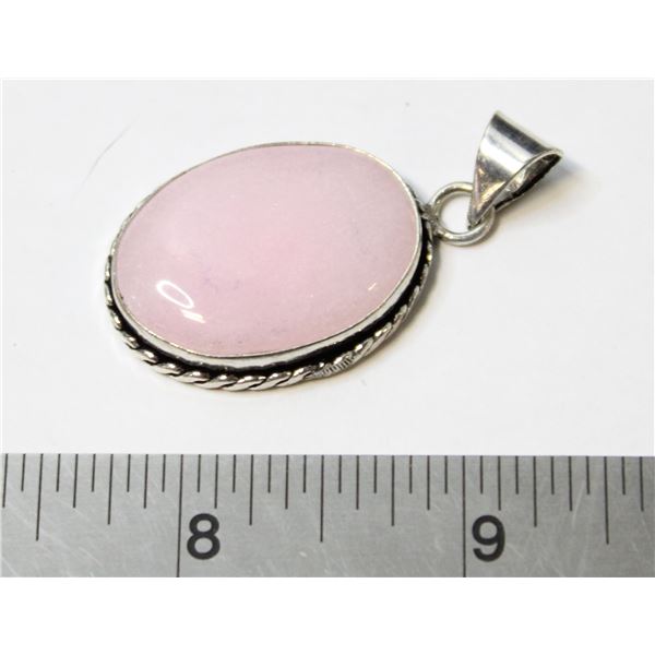 #89-NATURAL PINK ROSE QUARTZ PENDANT