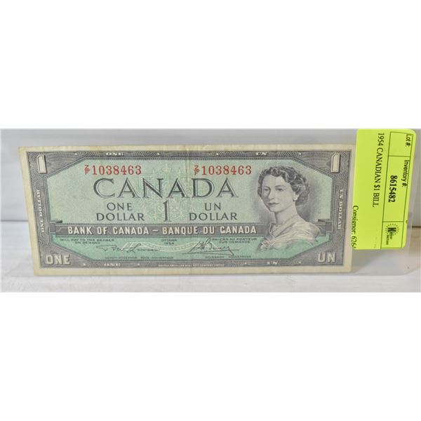 1954 CANADIAN $1 BILL