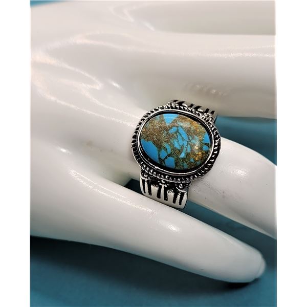 18)  NATURAL TURQUOISE AND COPPER RING SET