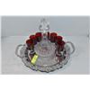 Image 1 : SILVER COLOURED TRAY WITH 7 RUBY STEMWARE