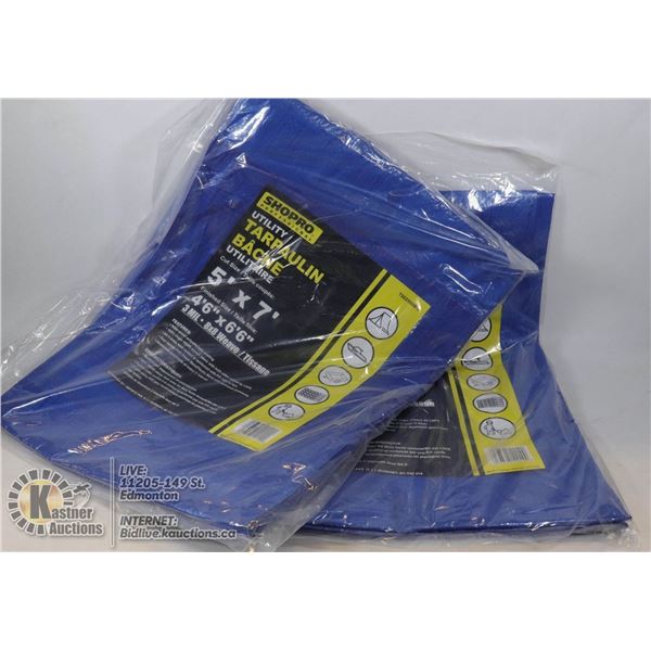 2 NEW SHOP PRO 5 X 7 UTILITY TARPS