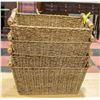 Image 1 : LOT OF 4 WICKER BASKETS APPROX 9" X 15"