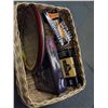 Image 1 : WICKER BASKET OF ASSORTED HOUSEHOLD DECOR