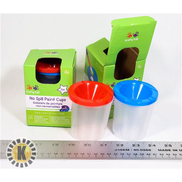 2 NEW  SETS OF NO SPILL PAINT CUPS.