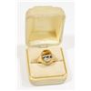 Image 1 : GOLD TONE RING W/ NATURAL STONE - SIZE 11-3/4