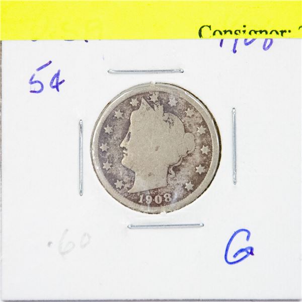 1908 USA 5 CENT COIN