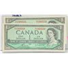 TWO 1954 CANADIAN ONE DOLLAR BANK NOTES