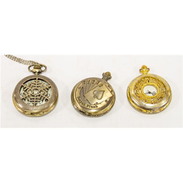 3 POCKET WATCHES ROYAL FLUSH & MORE