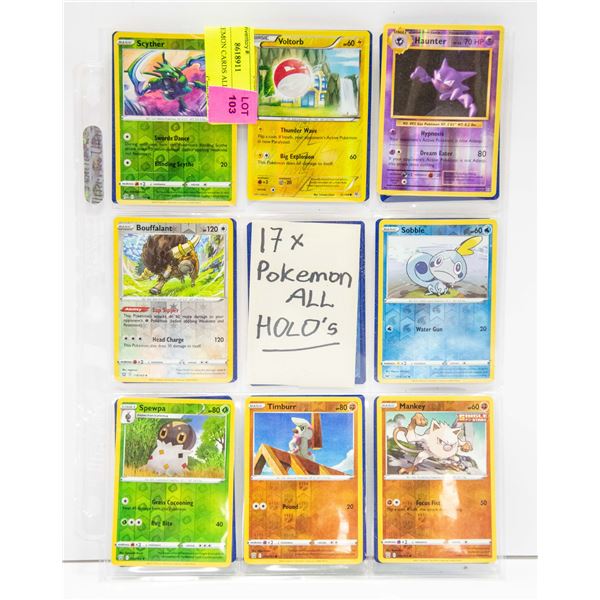 17 X POKEMON CARDS