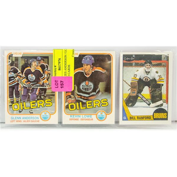 3 X ROOKIES ANDERSON / LOWE / RANFORD CARDS