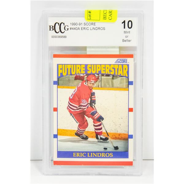 BECKETT 10 ERIC LINDROS ROOKIE CARD BCCG 10 MINT