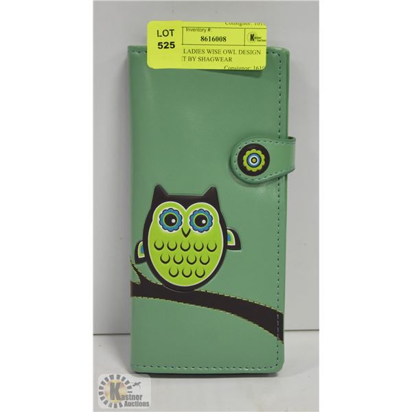 LARGE LADIES WISE OWL DESIGN WALLET BY SHAGWEAR