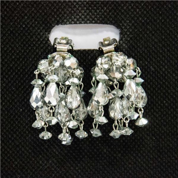 VINTAGE SIGNED SHERMAN RHINESTONE DROP EARRINGS