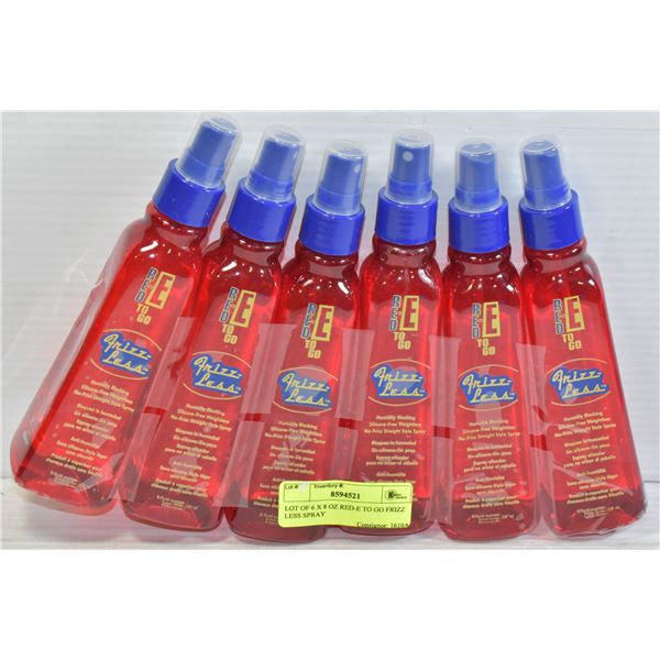 LOT OF 6 X 8 OZ RED-E TO GO FRIZZ LESS SPRAY