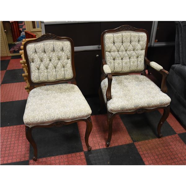 PAIR OF FRENCH PROVINCIAL WOOD CARVED CHAIRS