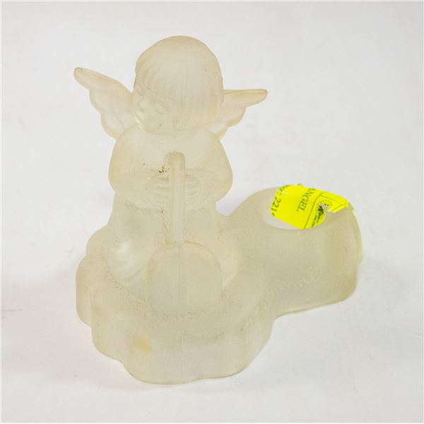 FROSTED GLASS HUMMEL ANGEL CANDLE HOLDER