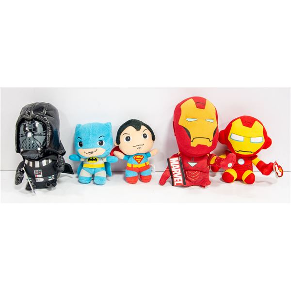 LOT OF VARIOUS STUFFIES INCLUDES SUPERMAN, IRONMAN