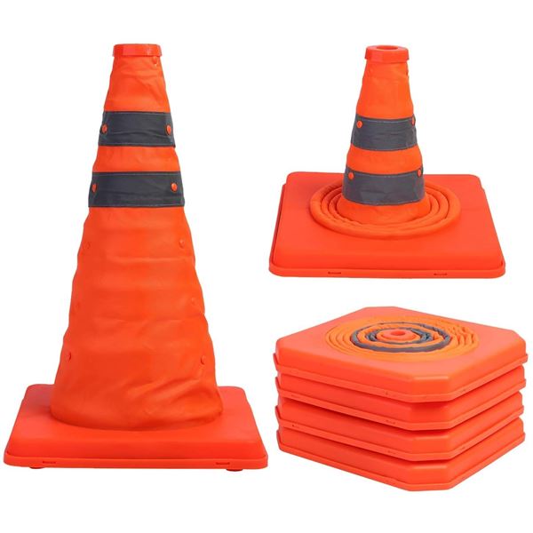 NEW SET OF 4 EXPANDABLE TRAFFIC PYLONS