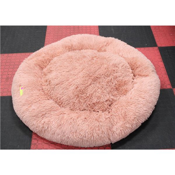 LARGE DUSTY ROSE FLUFFY DOG BED