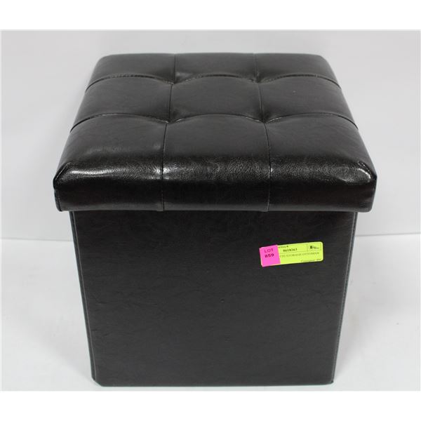 SMALL LEATHERETTE STORAGE OTTOMAN