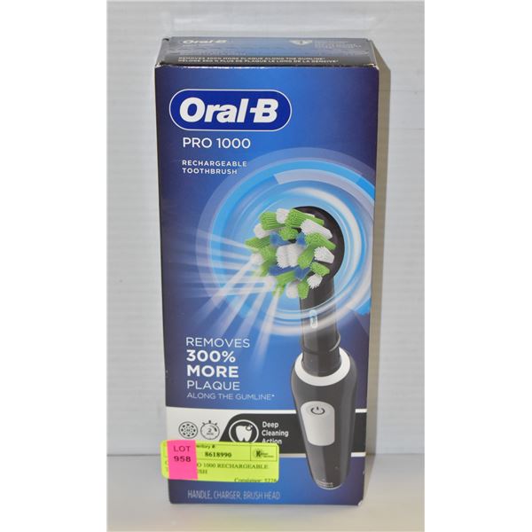 ORAL B PRO 1000 RECHARGEABLE TOOTHBRUSH