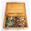 Image 1 : WOODEN JEWELERY BOX WITH ASSORTED JEWELERY