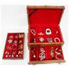 Image 1 : WOODEN JEWELERY BOX WITH ASSORTED JEWELERY