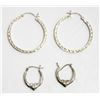 Image 1 : NEW 2 PAIR OF .925 SILVER HOOP EARRINGS