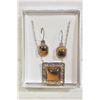 Image 1 : 925 SILVER AND TIGER'S EYE PENDANT AND EARRINGS