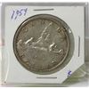 Image 1 : CANADA SILVER ONE DOLLAR COIN 1959