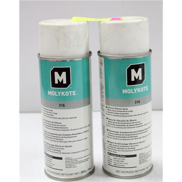 LOT OF 2 MOLYCOTE 316 SILICONE RELEASE SPRAY