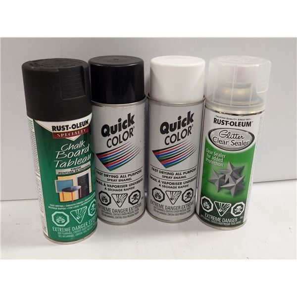 4 CANS OF ASSORTED SPRAY PAINTS, INCLUDES SEALER