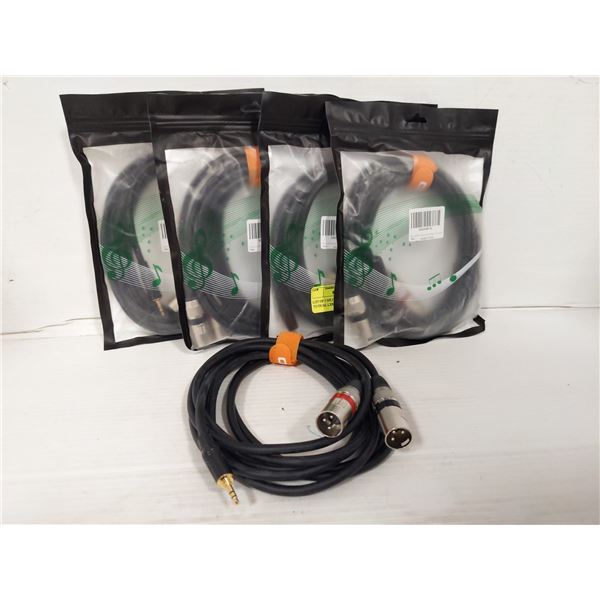 LOT OF 5 SPLITTER CABLES, STEREO TO DUAL LXR MALE