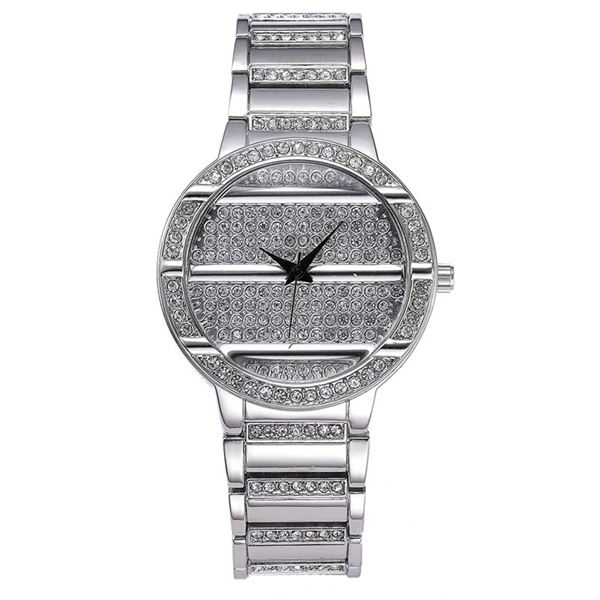 NEW LADIES ROUND SHAPED SILVER TONE CRYSTAL WATCH