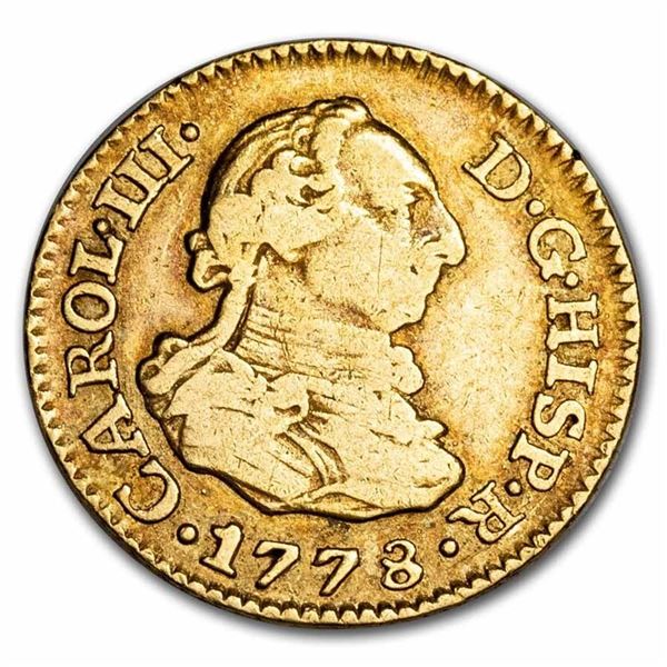 1778-M Spain Gold 1/2 Escudo Charles III AU