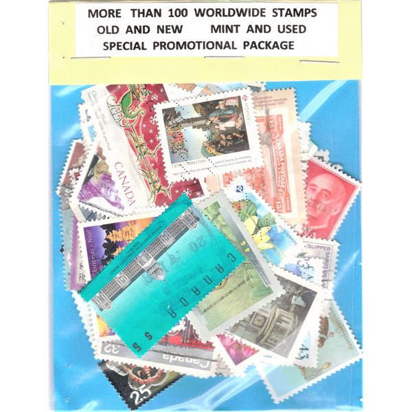 100 Worldwide Stamps - Mix of Mint and Used