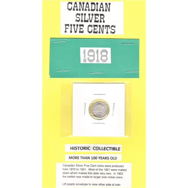 1918 Canadian Silver Five Cents