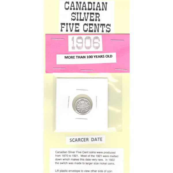 1906 Canadian Silver Five Cents