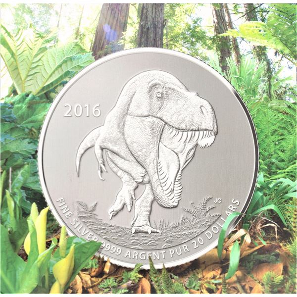 2016 Royal Canadian Mint T-Rex Silver 20 Dollar Coin
