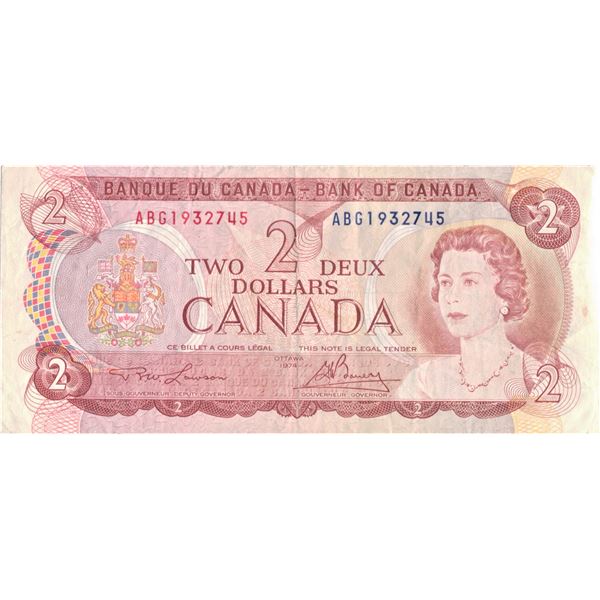 1974 Bank Of Canada Two Dollar Bill ABG1932745