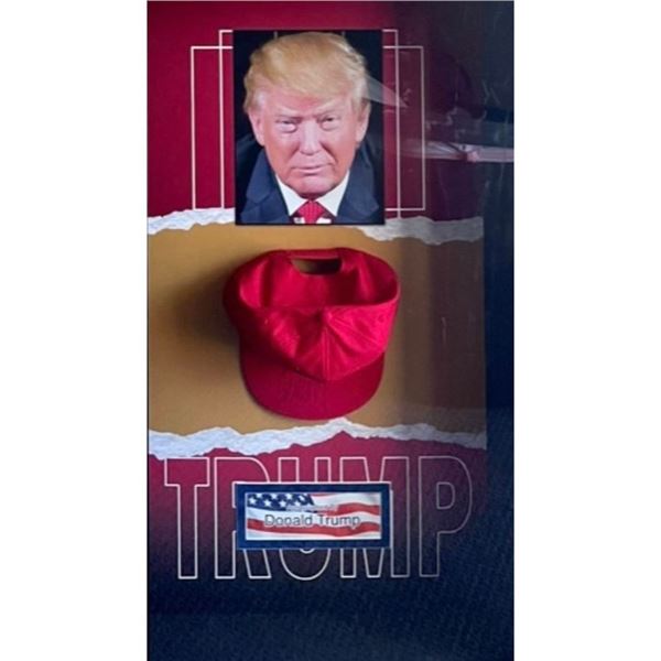 Signed Donald Trump MAGA Hat in Shadowbox Frame