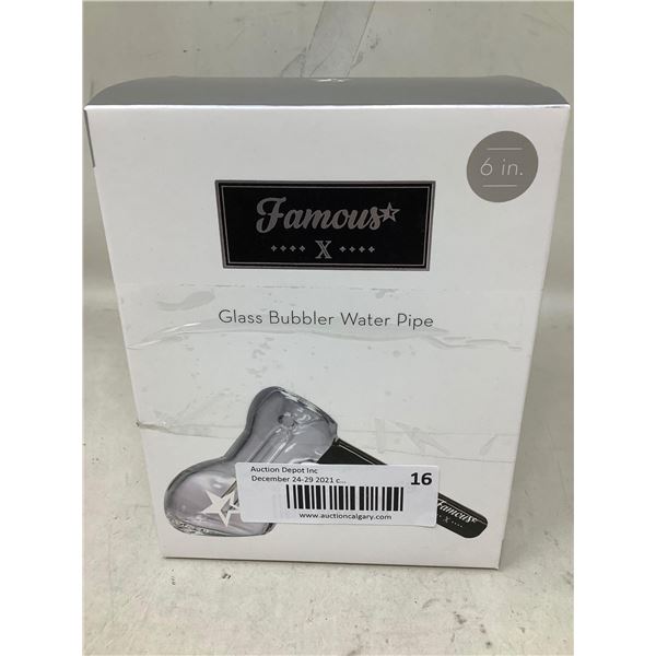Famous X Glass Bubbler Water Pipe (6in)