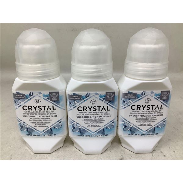 Crystal Unscented Mineral Deodorant Roll-on (3 x 2fl oz)