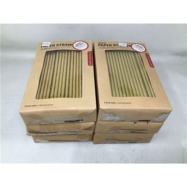 Kikkerland Gold Paper Straws (6 x 144)
